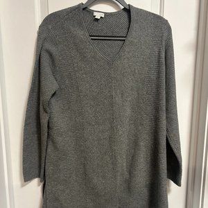 J. Jill Gray V-Neck Knit Sweater Tunic Size Medium
